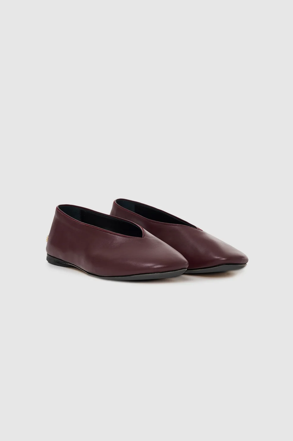Ana Flats Smooth Leather - Fig - Image 5