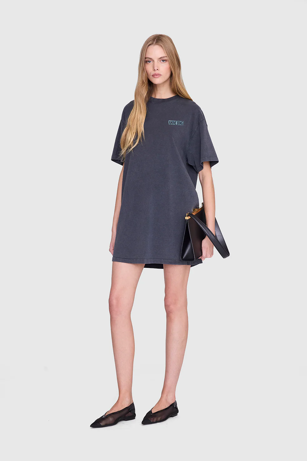 Beth Mini Dress Palm - Washed Black