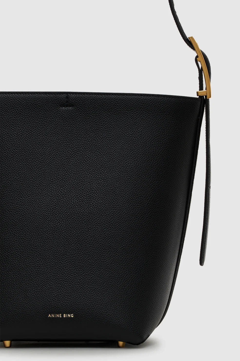 Elly Medium Bucket Bag Grained Leather - Black - Image 5
