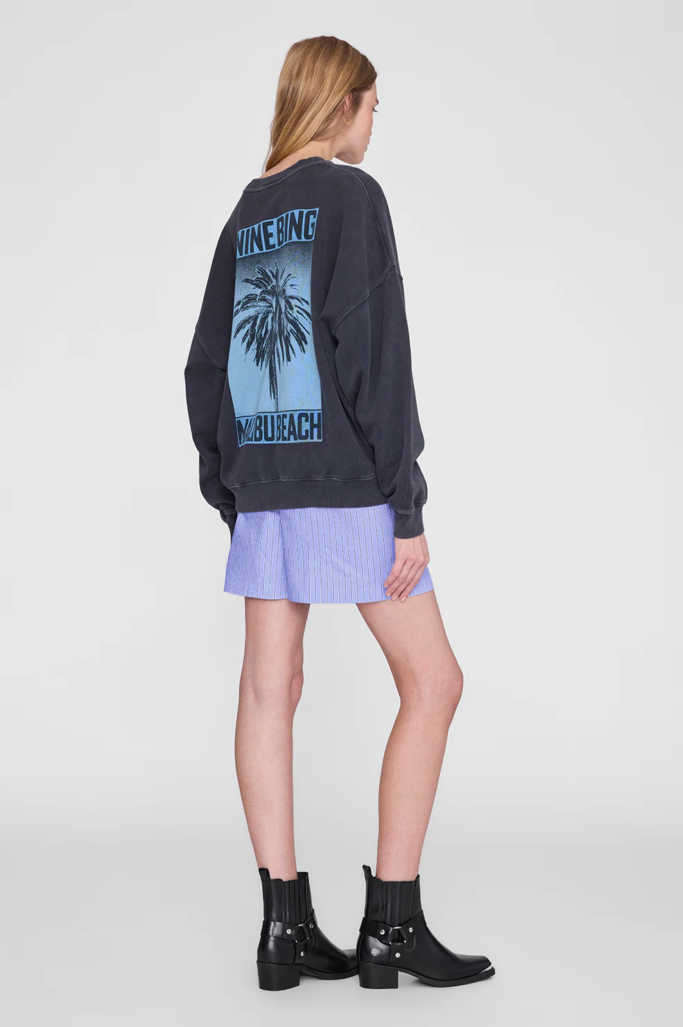 Miles Sweatshirt Palm - Washed Black - Image 2
