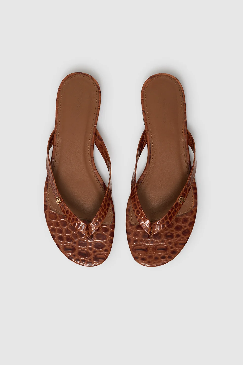 Noelle Thong Sandals - Embossed Brown - Image 3
