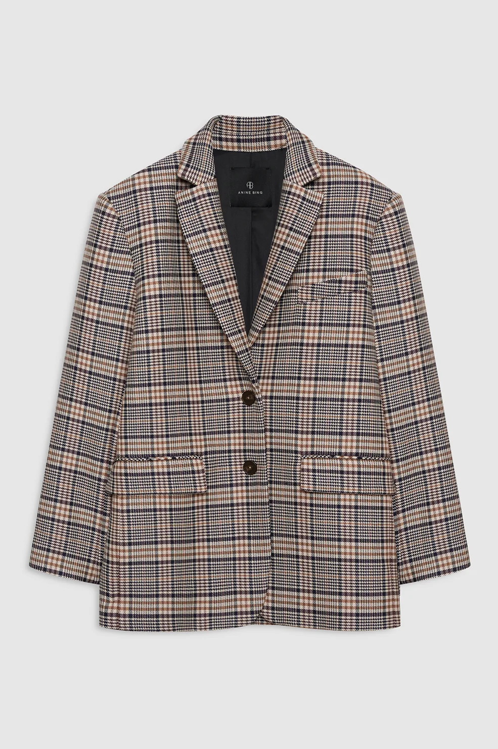 Quinn Blazer - Beige And Navy Checks - Image 3