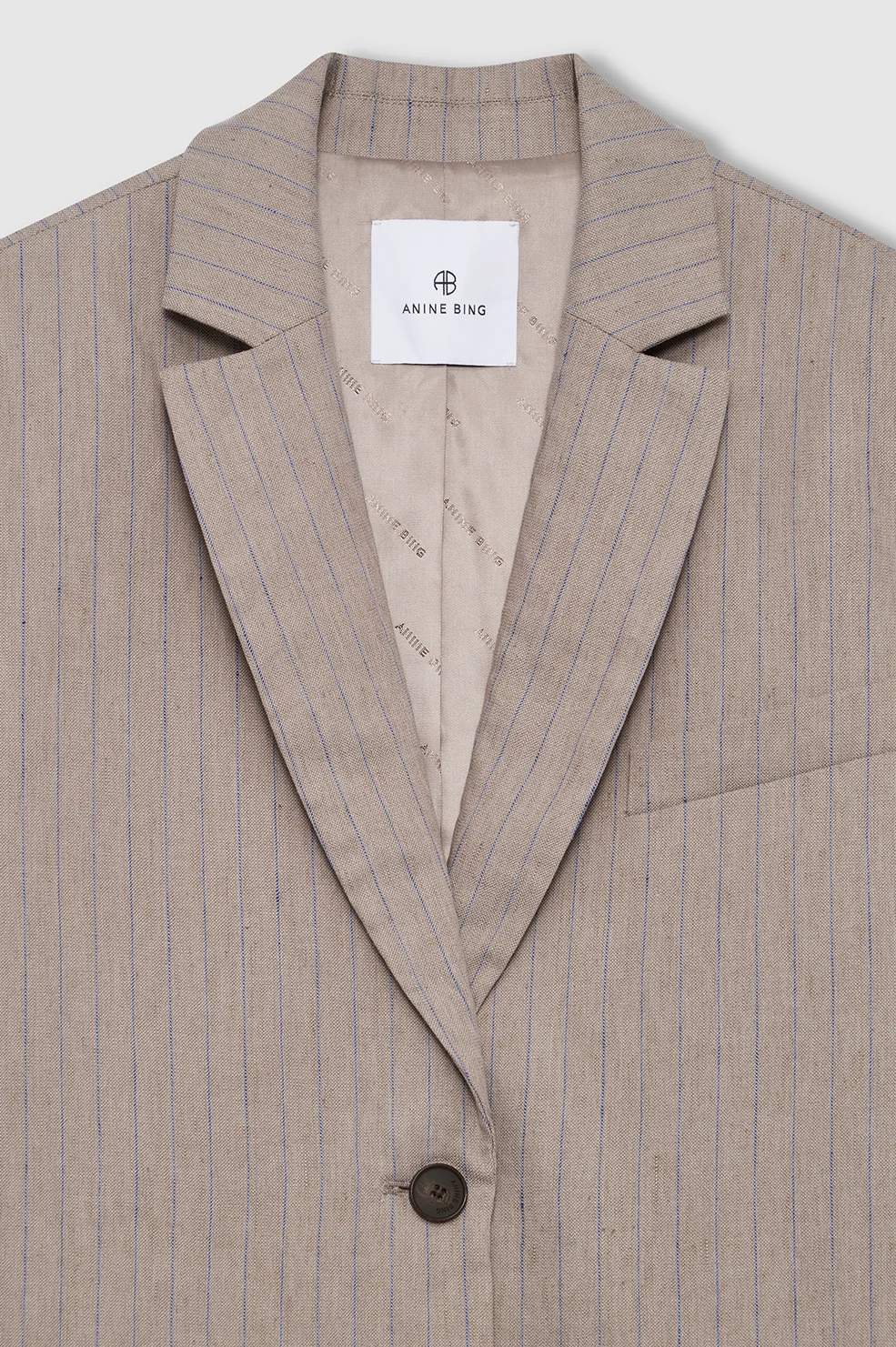 Quinn Blazer - Taupe And Blue Pinstripe - Image 4